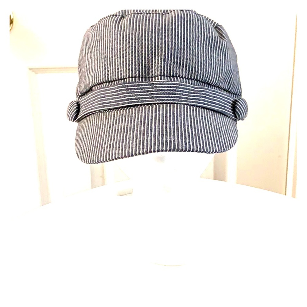 Blue PinStriped Bibbed Hat